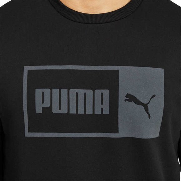 NWT Puma Men's Crew Neck Fleece Pullover Logo Sweatshirt Black Size M $40 CC163 - Picture 4 of 4